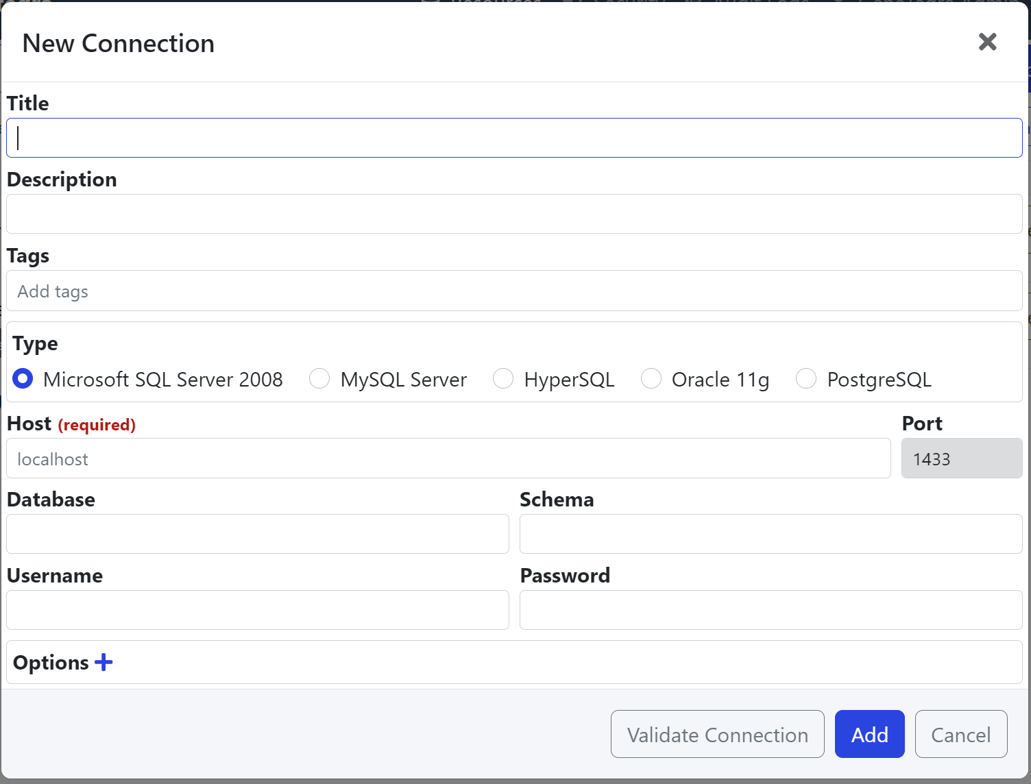 New Database Connection